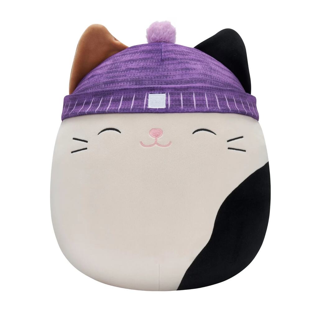 Squishmallows Cam Calico Cat 14” Plush Toy Soft Stuffed Animal Purple Hat